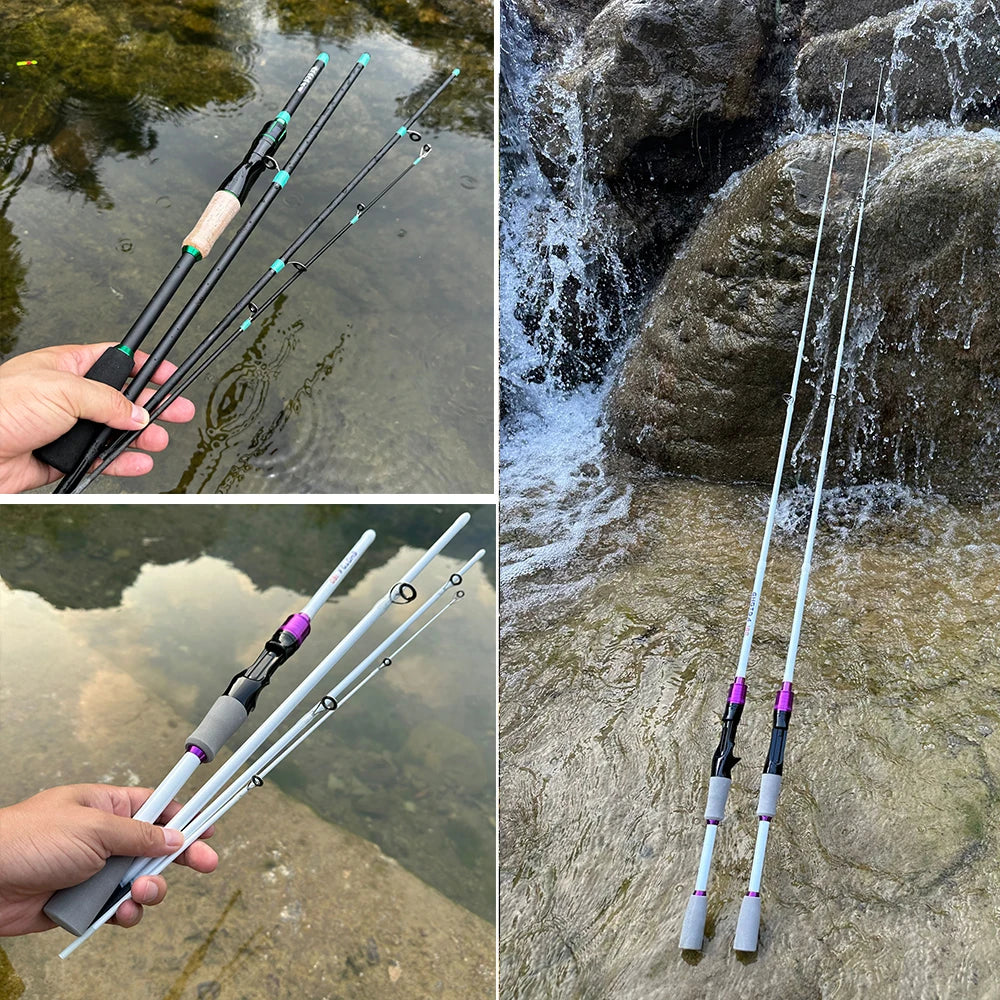 Casting Spinning Fishing Rod 2.1/1.8m UltraLight Trout Jigging Carbon Fiber Rod Pole 4/5 Section with EVA Handle 3-15g Lure WT.