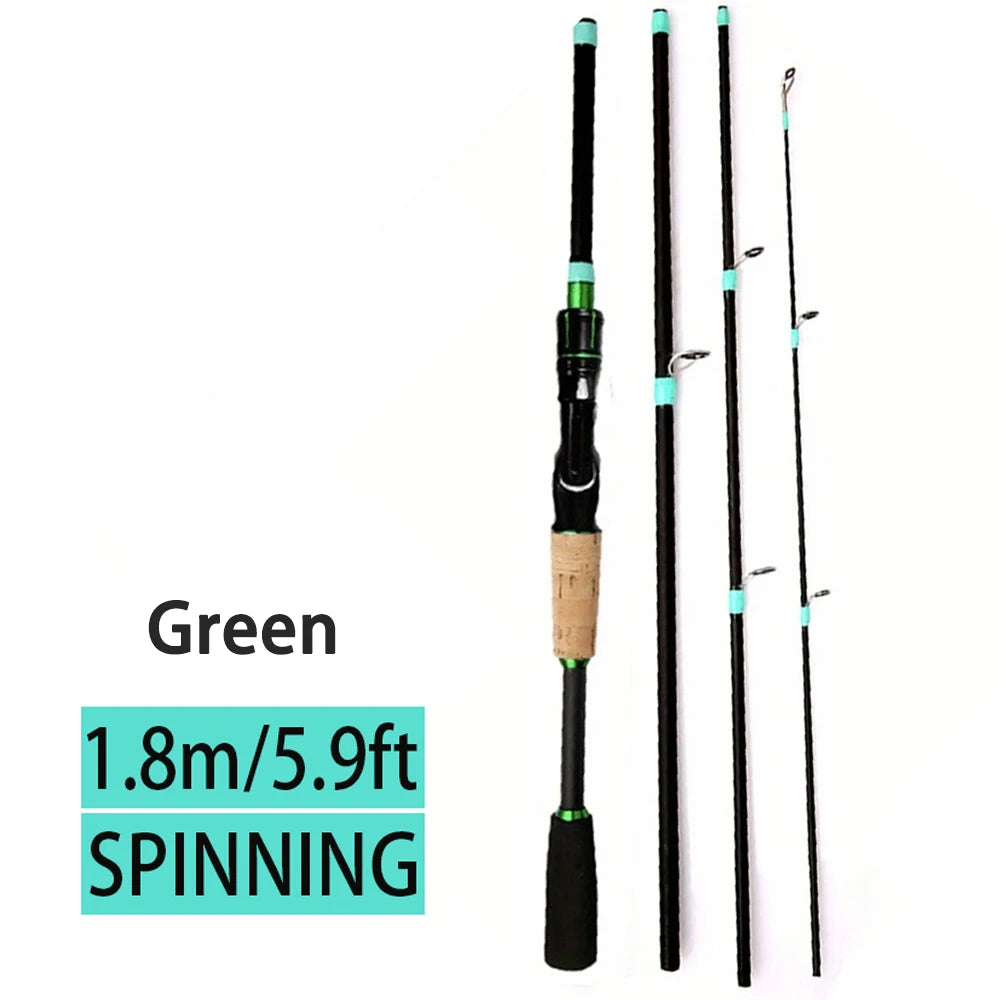 Casting Spinning Fishing Rod 2.1/1.8m UltraLight Trout Jigging Carbon Fiber Rod Pole 4/5 Section with EVA Handle 3-15g Lure WT.