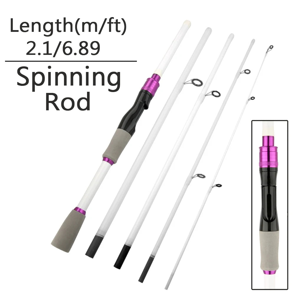 Casting Spinning Fishing Rod 2.1/1.8m UltraLight Trout Jigging Carbon Fiber Rod Pole 4/5 Section with EVA Handle 3-15g Lure WT.