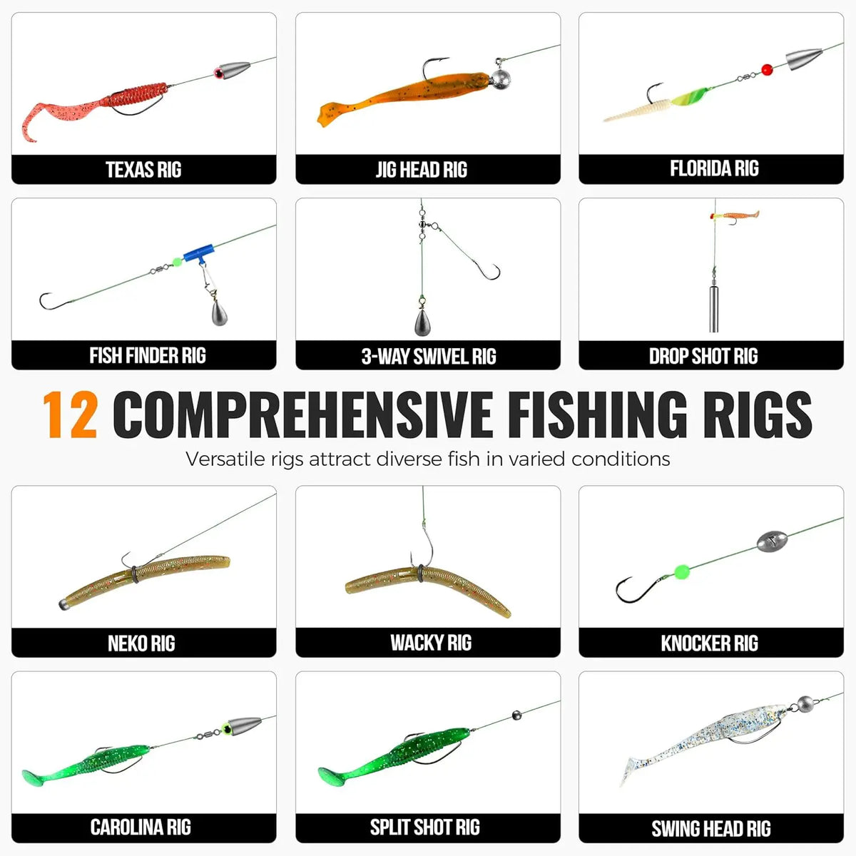187pcs Fishing Accessories Kit Organized Fishing Tackle Box with Tackle Included Fishing Hooks Fishing Weights Sinkers