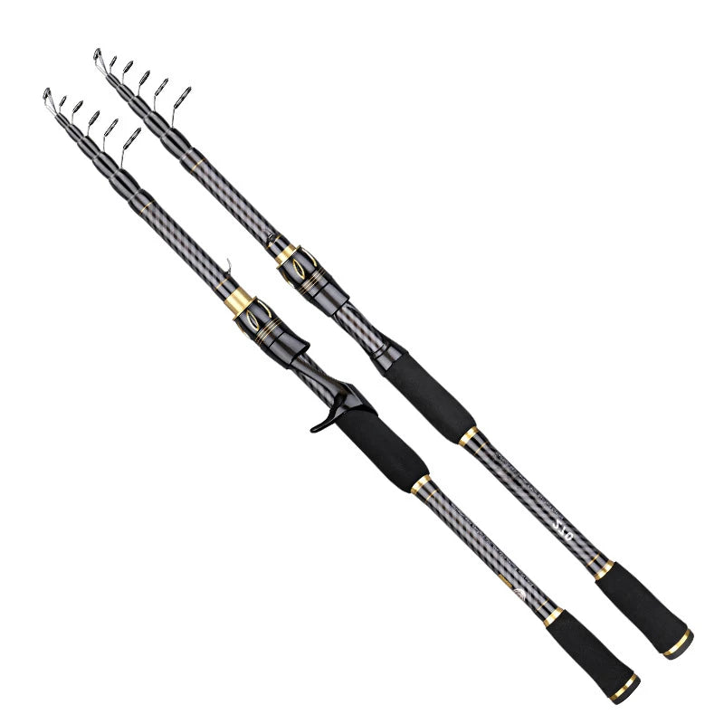MBLN Carbon Fiber Fishing Rod 1.8-3.6M Telescopic Fishing Lure Rod Spinning Casting Portable Rod M Power