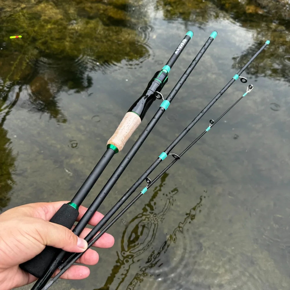 Casting Spinning Fishing Rod 2.1/1.8m UltraLight Trout Jigging Carbon Fiber Rod Pole 4/5 Section with EVA Handle 3-15g Lure WT.