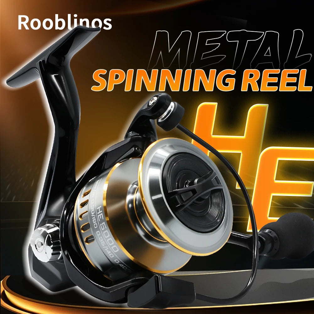 Rooblinos HE Spinning Reels Ultralight Metal 5.2:1 Gear Ratio 1000-7000 Saltwater Or Freshwater Big Max Drag Fishing Reels