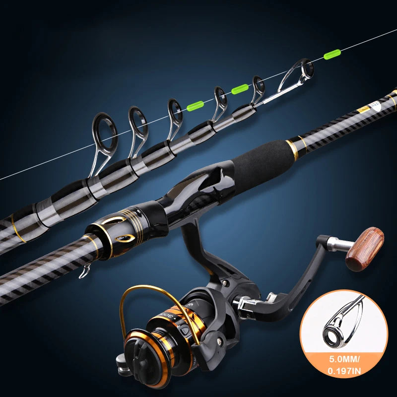 MBLN Carbon Fiber Fishing Rod 1.8-3.6M Telescopic Fishing Lure Rod Spinning Casting Portable Rod M Power