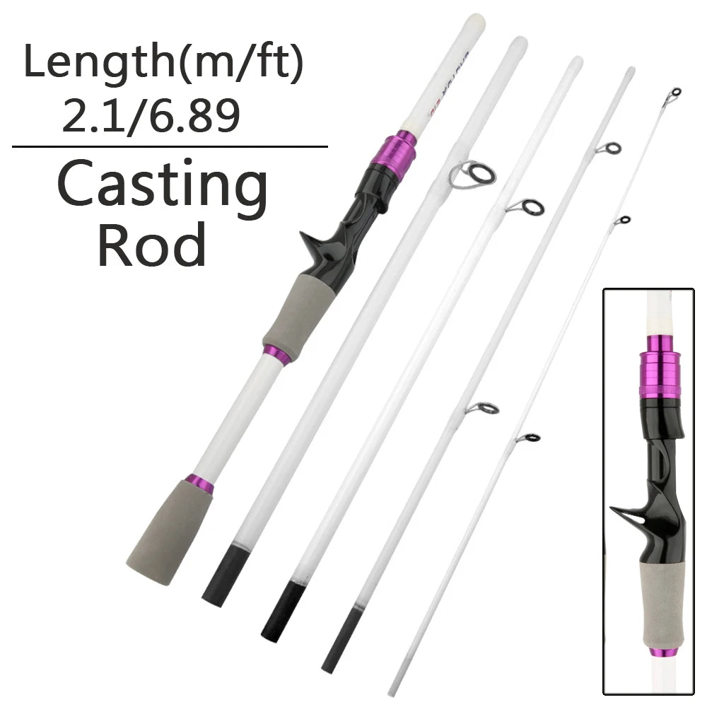 Casting Spinning Fishing Rod 2.1/1.8m UltraLight Trout Jigging Carbon Fiber Rod Pole 4/5 Section with EVA Handle 3-15g Lure WT.
