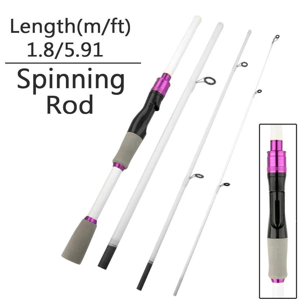 Casting Spinning Fishing Rod 2.1/1.8m UltraLight Trout Jigging Carbon Fiber Rod Pole 4/5 Section with EVA Handle 3-15g Lure WT.