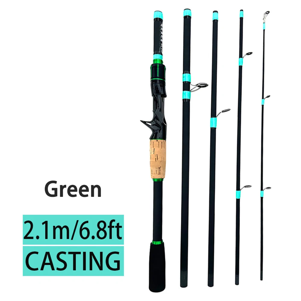Casting Spinning Fishing Rod 2.1/1.8m UltraLight Trout Jigging Carbon Fiber Rod Pole 4/5 Section with EVA Handle 3-15g Lure WT.